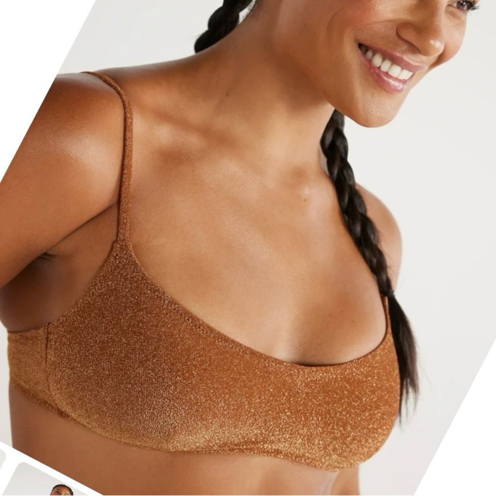 NWT Love & Sport Cinnamon Metallic Swim Top Size XS